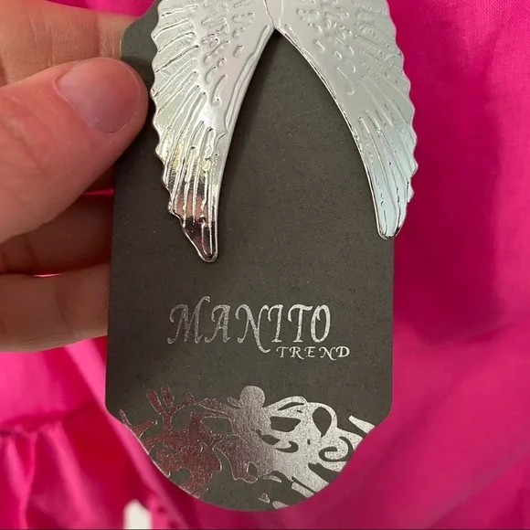 NWT- Manito Trend-Fuchsia Solid Eyelit Tie back Dress -M - Picture 14 of 14